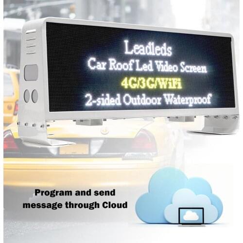 P5 double-sided taxi top LED full color video LED display waterproof wireless advertising LED sign size 96cm x 32cm