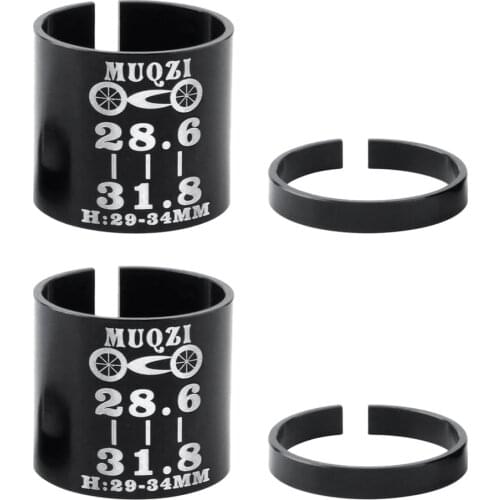 Pack 2 Bike Ahead Stem Shim Black 31.8mm to 28.6mm Fork Steerer Tube Adapter