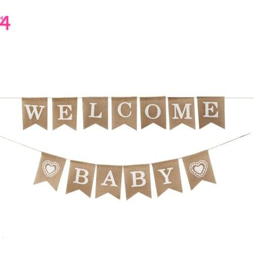 Welcome Baby Burlap Banner-Vintage Party Decorations - Baby Shower Decorations