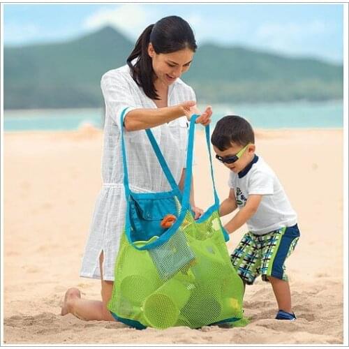 Foldable Portable Beach Bag Kids Children Mesh Storage Bag Outdoor Beach Park Swimming Toys Towel Clothes Organizer Swimming Bag