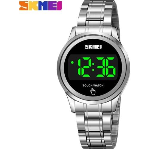 SKMEI Brand LED Touch Screen Electronic Watch For Women 1737 Top Stainless Steel Waterproof Wristwatch Female Clock Relojes Para