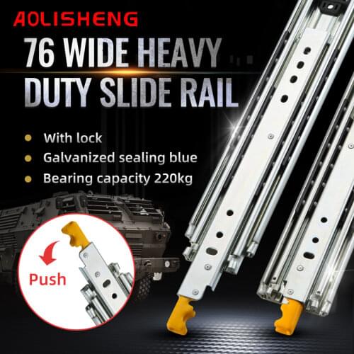 AOLISHENG 76mm Three-Section Fully Extended Heavy-Duty Drawer Slide Rail with Lock, Bearing 120KG