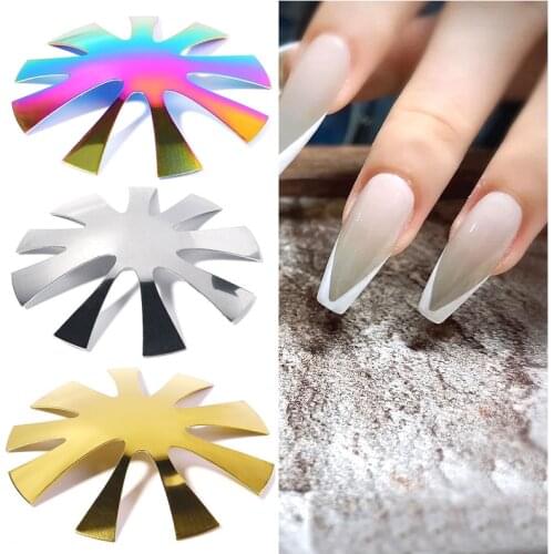 9Sizes Easy French Cut V-shape Tips Manicure Edge Trimmer Shaped Stainless Steel Line Tools French Nail Art Acrylic Cutter