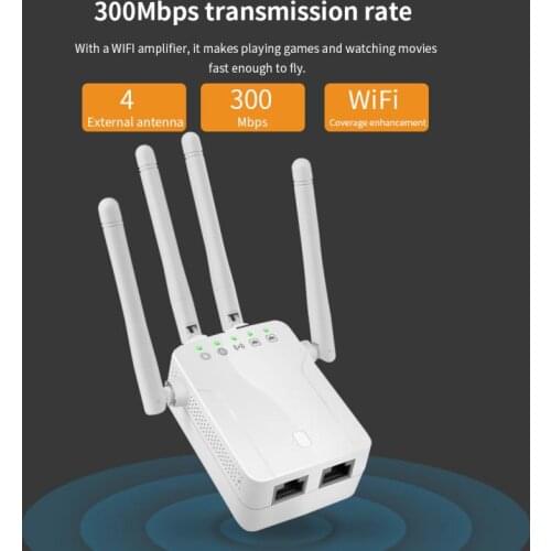 300M Signal Amplifier Extender 4 Signal Amplifier Antenna Router Signal Amplifier Suitable Wireless Repeater Wifi Router