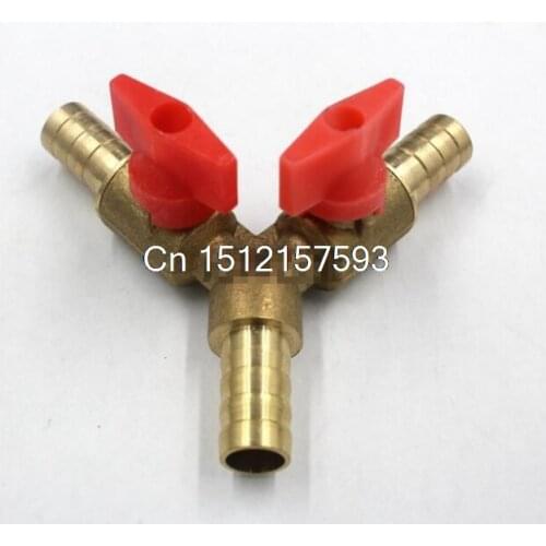 Y Type Equal Hose Barbs Three Forks 8mm 10mm Connection Brass Coal Liquid Gas Ball Valve Plumbing Fittings Plastic Brass Handle