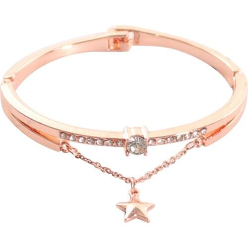 Hot Luxury Rose Gold Stainless Steel Bracelets Bangles Female Heart Forever Love Brand Romantic Starry Sky Wristwatch Bracelet