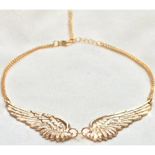 Vintage Angel Wings Feather Choker Big Pendant Aesthetic Link Chains Statement Necklace for Women Collar Bib Wedding Tribal Gift