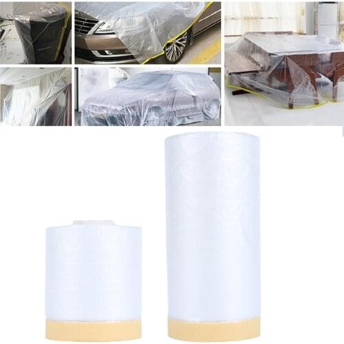 82 Feet Pre-Taped Masking Film Painting Covering Film Excellent Plastics for Car Auto Care Painter for Bedside Cabinet Safe