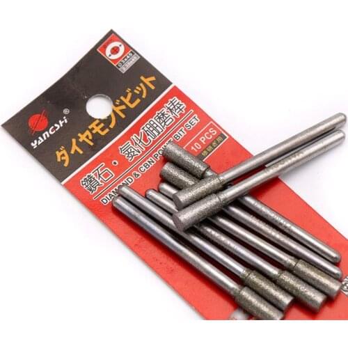 5PCS Shank3mm Dia1/1.5/2/2.5/3/4/5/10mm Diamond Grinding Head Boron Nitride Grinding Rod Cylindrical For Carving Of Ceramics