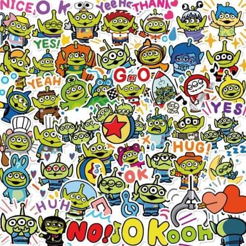 50Pcs Toy Story Stickers Alien Cute Cartoon Stationery Water Cup Notebook Waterproof Decoration Hand Account Sticker