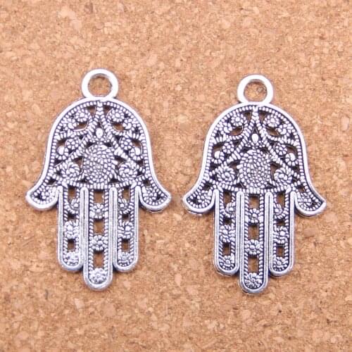 6pcs Charms For Jewelry Making hamsa palm hand protection 42x28mm Antique Silver Plated Pendants DIY Tibetan Silver Necklace