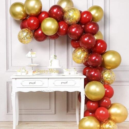 72pcs/set Balloon Garland Arch Kit Gold Ruby Red Black Latex Air Balloons Wedding Engagement Birthday Party Background Wall Deco
