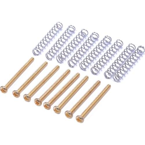 8 Pcs M3x30MM Electric Guitar Humbucker Pickup Adjust Height Screw and Springs - Gold