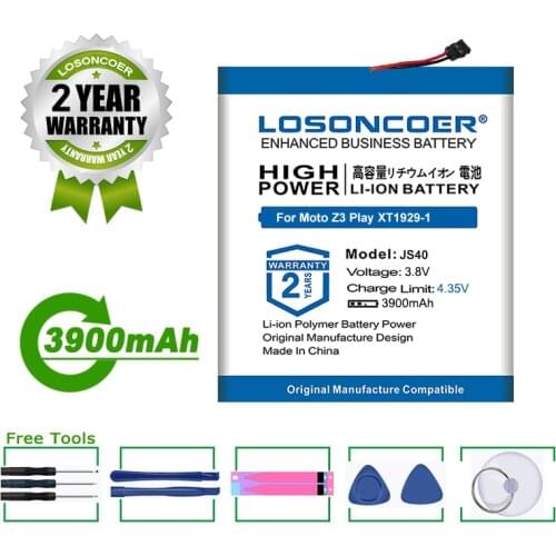 LOSONCOER Battery 3900mAh JS40 Battery For MOTOROLA Moto Z3 Play JS40 XT1929-1 XT1929-4 XT1929-5 XT1929-6 XT1929-8