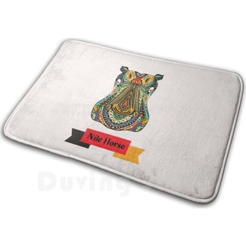Hippo Nilpferd Nile Horse Zentangle German Wordplay Mat Rug Carpet Anti-Slip Floor Mats Bedroom German Teacher Germany German