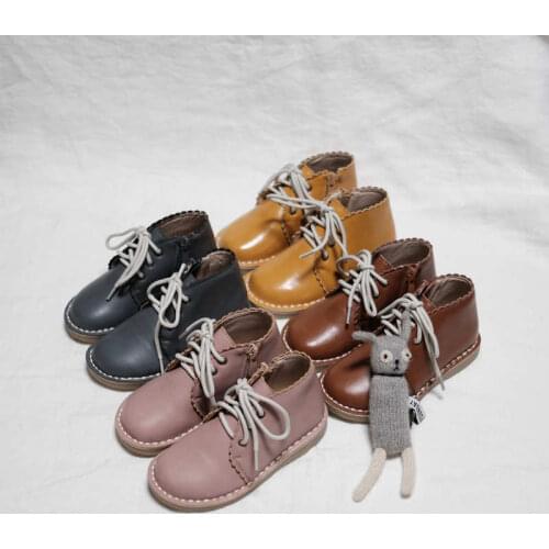 Genuine Leather Childrens boots hand-made Cowhide Girls casual boots Boys riding boots Student kids shoes