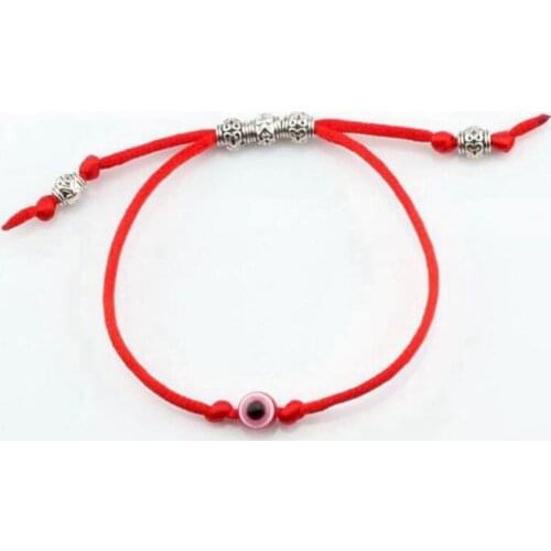 10pc Acrylic eye bead Alloy bead Kabbalah Red String Bracelet Red Protection Health Luck Happiness Bracelets K011390