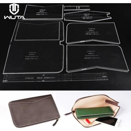 WUTA 950 Unisex Business Clutch Handbag Template Clear Acrylic Pattern Set for DIY Classic Zipper Long Wallet Leathercraft Tools