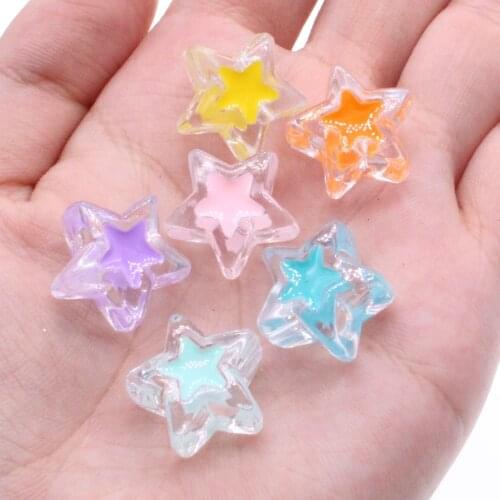 CHONGAI 20Pcs Acrylic Transparent Oil Star Shape Spacer Beads For Jewelry Making DIY Accessories 17mm
