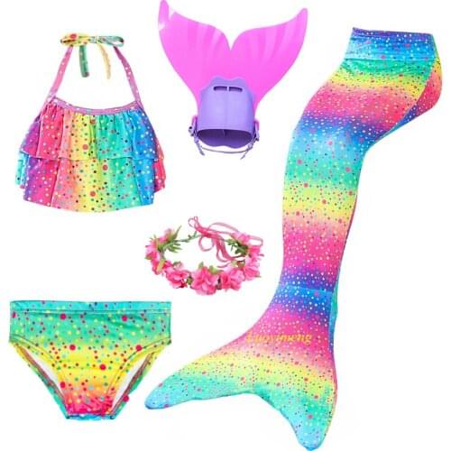 Children Swimwear Girls Swimmable Swimsuit Mermaid Tails for Swimming With Monofin Flipper Kids Costumes Bikini Set Bathing Suit