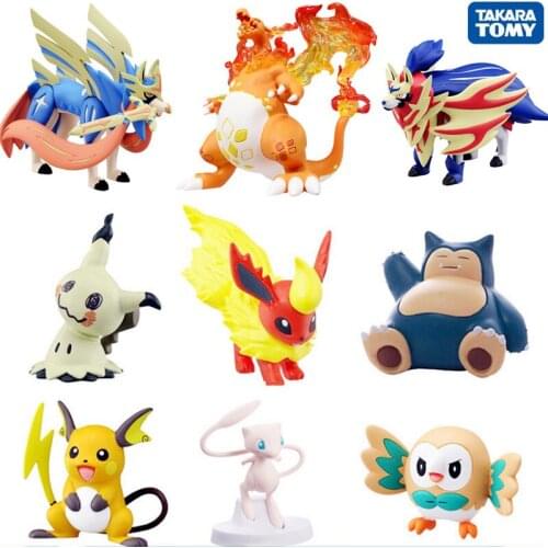 Genuine Takara Tomy Figurine Pokemon Figures Charizard Vmax Anime Kawaii Eevee Snorlax Mew Pokemons Figuras Toys for Boys Girls