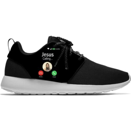Hot Jesus calling Cool Funny Fashion Personality Sport Running Shoes Lightweight Breathable 3D Printed Men Women Mesh Sneakers