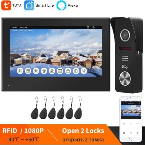 Smart Life WIFI Video Intercom for Home Wireless TUYA IP Video Door Phone System Touch Screen Monitor RFID Doorbell Camera 1080P