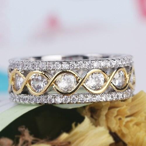 Exquisite Gold & Silver Color Promise Rings Infinity Ring Vintage Jewelry Luxury Wedding Bands For Women