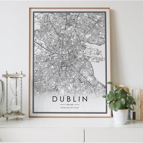 DUBLIN city map Nordic Living Room Decoration Canvas Poster Modern Home Decor Art Print Painting