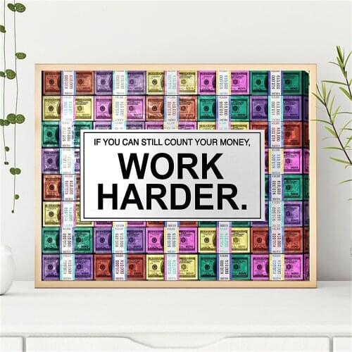 Canvas Pictures Poster Work Hard Make Money Modern Wall Art Prints Picture Abstract Canvas Paintings Posters Office Decoration