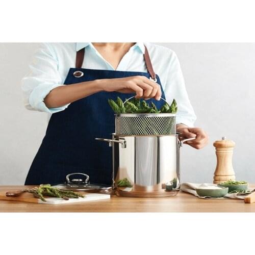 Roca Stainless Steel Asparagus Pot 16 CM Deep Fried Fryer Basket of Soup Pot Pasta Tecereleri Steamer 4L New Durable