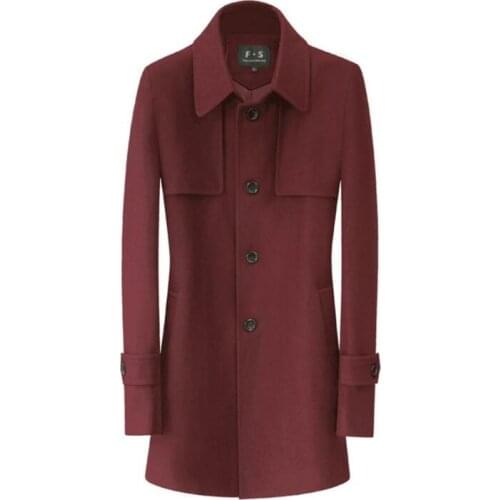 Red casual woolen coat men trench coats long sleeves overcoat mens cashmere coat casaco masculino inverno erkek england S - 9XL