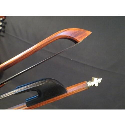 Strong baroque letterwood 3/4 bass bow,BRASS SCREWS ,black Horsehair #10241