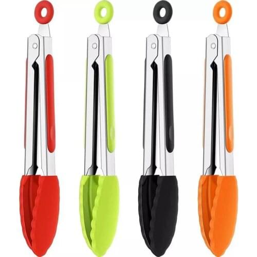 Kitchen tongs stainless steel Non-stick Silicone BBQ Grilling Tong Salad Bread Serving Tong Food Tongs cocina accesorio