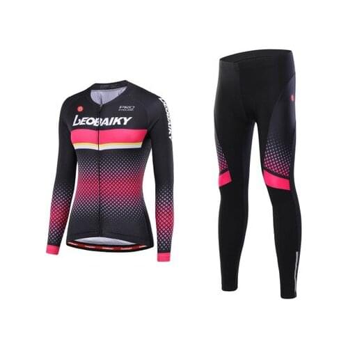 LEOBAIKY Cycling jersey set women off-road Bike Anti-UV Cycling suits Ladies long sleeve riding jersey sets triathlon suit