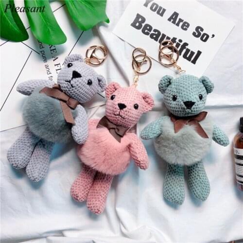 Cute Cartoons Bear Key Chains Handmade Bags Pendant Fashion Jewelry Ornament Car Keychain Charms New Year Gifts Kids Toys