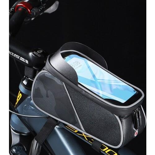2021 New Bike Bag Frame Front Top Tube Cycling Bag Waterproof 6.5in Phone Case Touchscreen Bag MTB Pack Bicycle Accessories