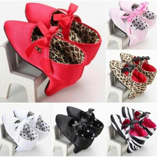 Newborn Baby First Walkers Shoes Girls High Heels Bow Princess Multicolor Shoes Soft Sole Crib Shoes Photo Props Size 0-12M