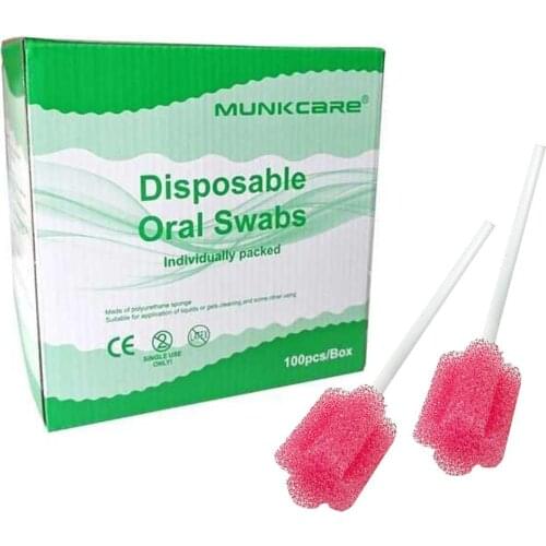 Disposable Lemon treated Oral Swabs Coarse Sponge Flavored Oral Care Swabs
