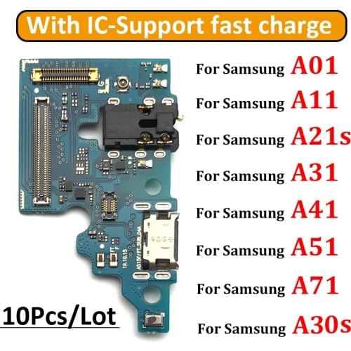 10Pcs/Lot USB Board Charging Port Board USB Connector Board Flex Cable For Samsung A30S A307 A01 A11 A21s A31 A41 A51 A71 A12