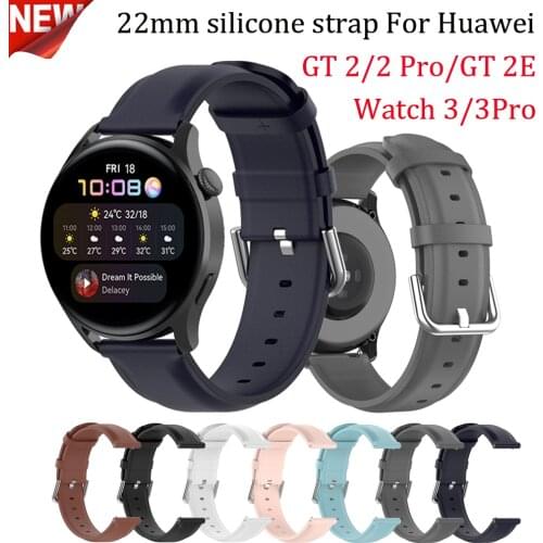Sport Leather 22mm watch band For Huawei watch GT 2 2E Pro Strap smartwatch Replacement wristband For Huawei watch 3/watch 3 pro
