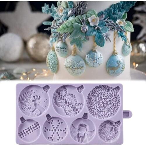 Christmas Baubles Silicone Fondant Mould Cake Decorating Tools Chocolate Gumpaste Molds, Sugarcraft, Kitchen Gadget