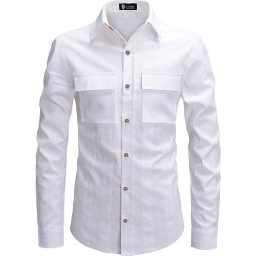 Mens brand new creative personality business casual long sleeve pocket design shirt men long sleeve shirt mens dress shirts