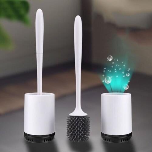 TPR Silicone Head Toilet Brush Bathroom Cleaning Brush Quick Draining Wall-mounted Modern Washing Brushes Tool WC Accessories