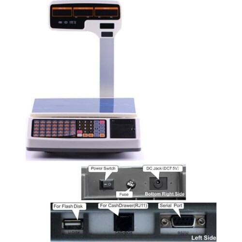 Weighing scale support thermal receipt printing with RJ11 port quality cash drawer together special for pos cash register system