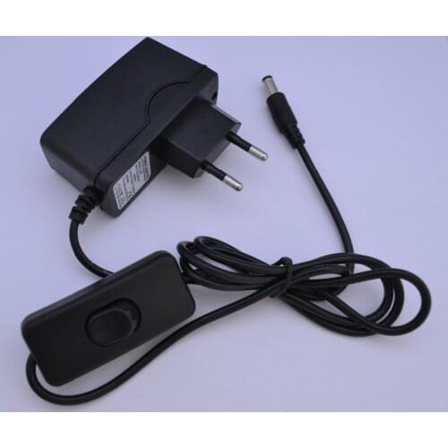 High Quality 100pcs 12V 1A Power Supply With Switch ON/OFF ON / OFF For Led Strip DC plug 5.5mm x 2.1mm EU plug