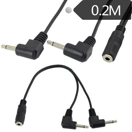 90 Degree Angled Y Splitter Cable 0.2M 1/4" 3.5mm Female to Mono Dual 3.5mm Male