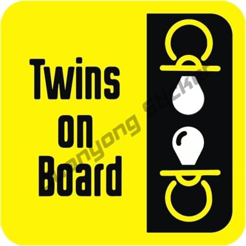 Twins Baby on Board Coloful Car Sticker and Decal Car Body Windows Sports Racing Motorcycle Cover scratches Fine Decal KK13x13cm