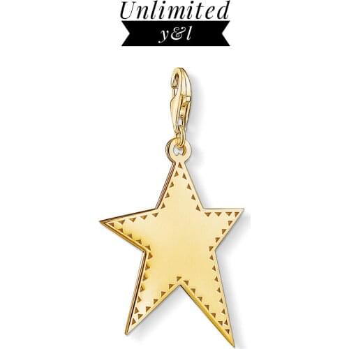 Star Charms DIY Jewelry Making 925 Sterling Silver Golden Filigree Five-pointed Star Accessories Fit Bracelet Necklace Women Men