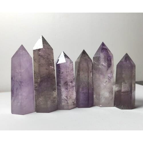 1pcs 6-8cm Natural Hand Carved Amethyst Pillar Energy Stone For Home Decoration